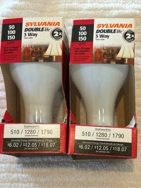Sylvania Double Life 3-Way 50/100/150 lot of 2  Bulbs - White A21